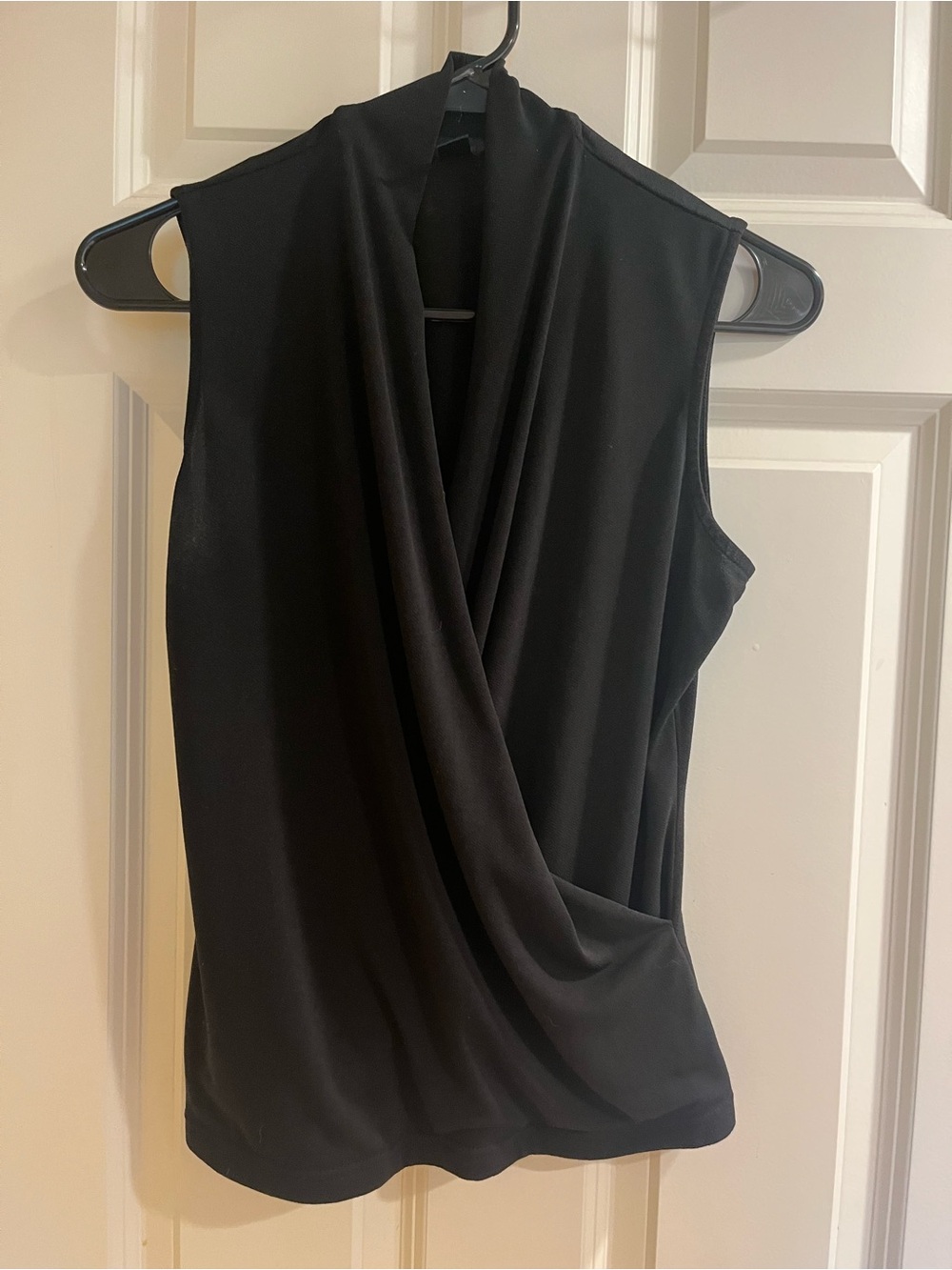 Banana Republic Black Sleeveless Draped Front Top